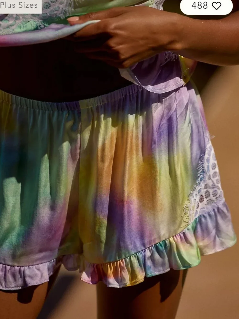 NWT LyreBird Silky Ruffle Lounge Shorts - Pastel Multi